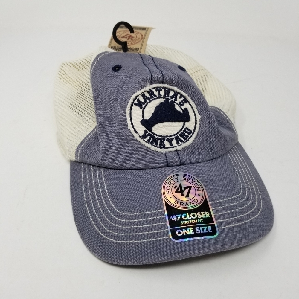 Martha's Vineyard NWT 47 Closer Stretch Fit Hat OS Mesh Text Embroidered Patch - Picture 12 of 12